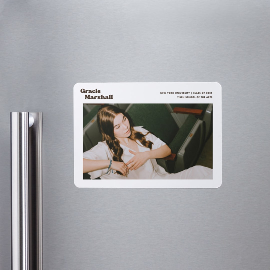 "Vinyl" - Graduation Announcements in Espresso by Megan Davis - Magnet Front