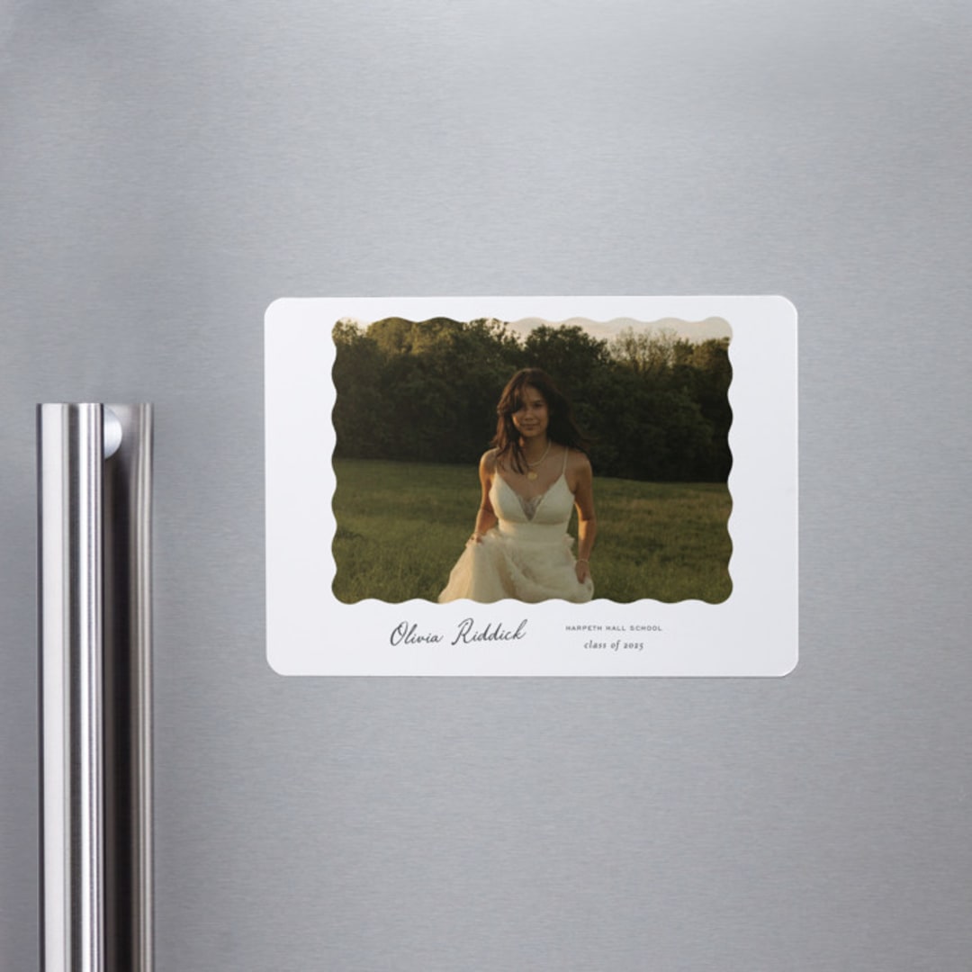 "r e f l e c t i o n" - Graduation Announcements in Charcoal by Sara Hicks Malone - Magnet Front