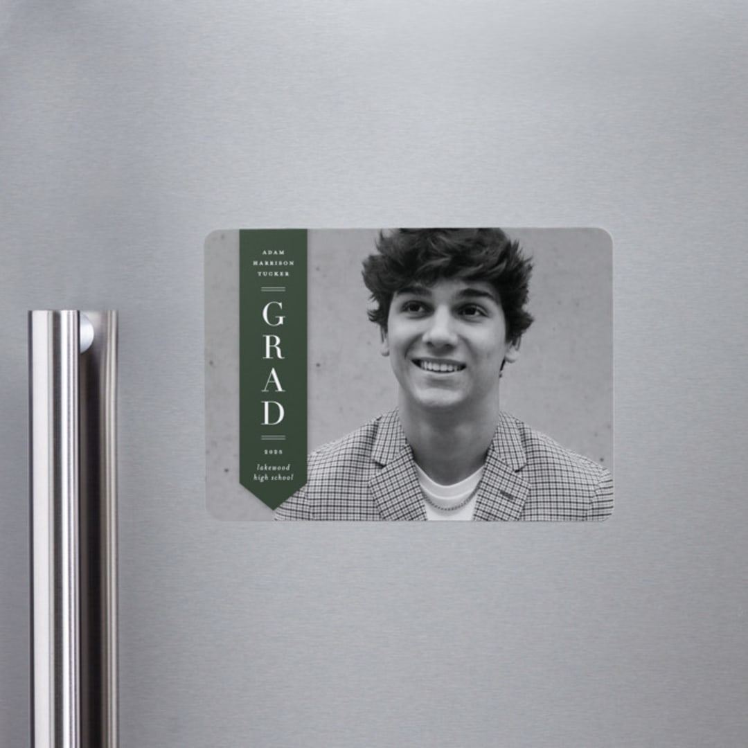 "Classic Sash" - Graduation Announcements in Pine by Lauren Chism - Magnet Front