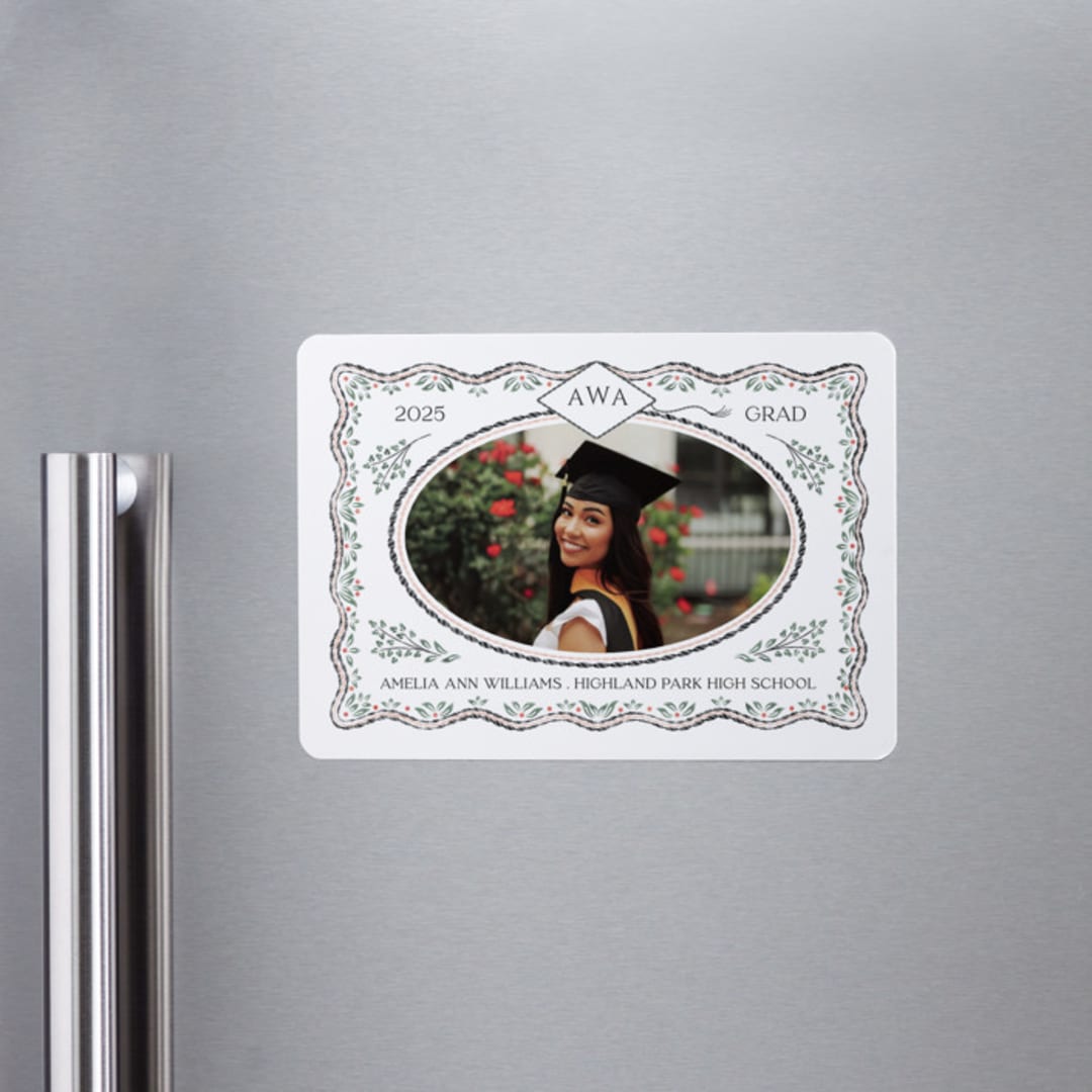 "Ivy Grad" - Graduation Announcements in Linen by Paper Sun Studio - Magnet Front
