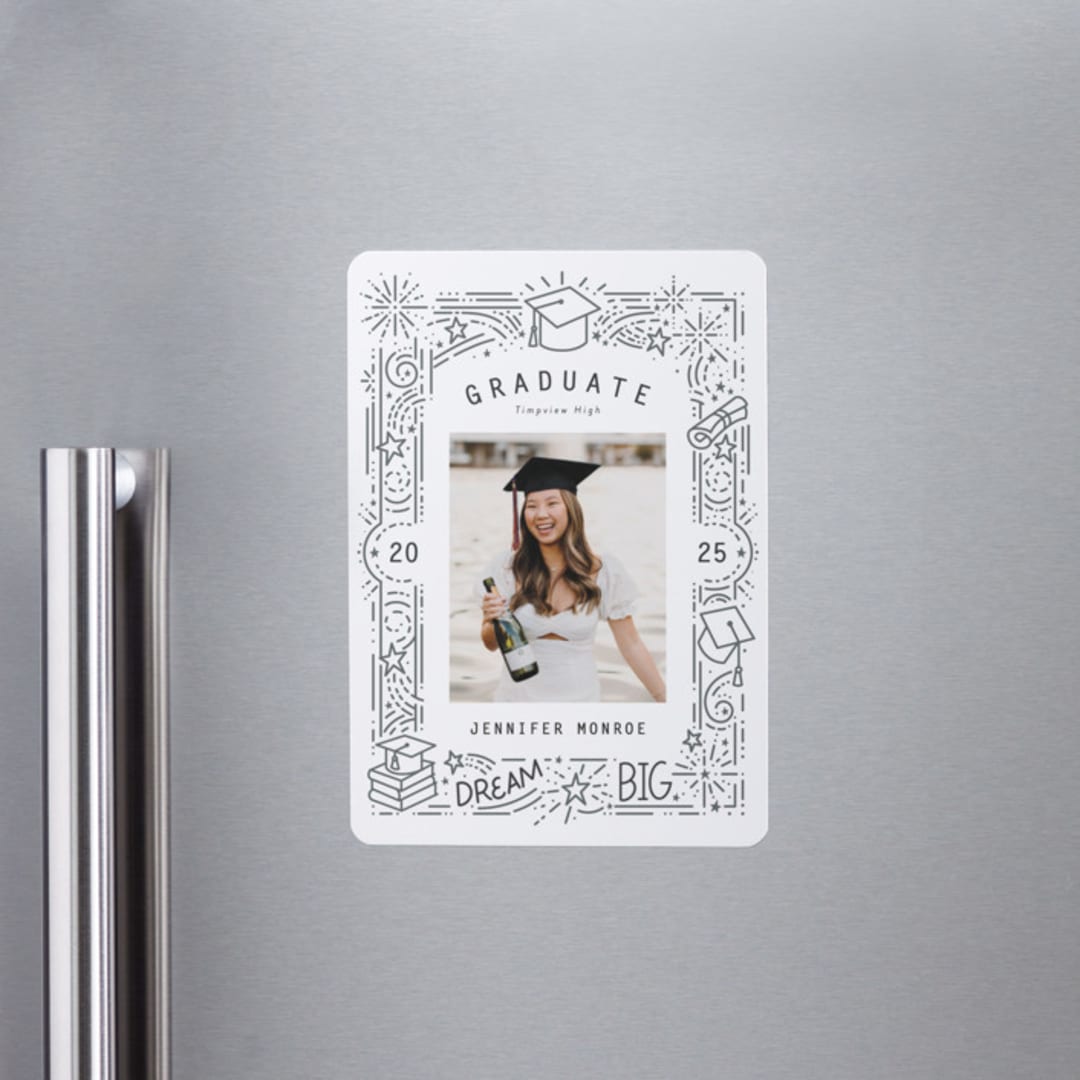 "Dream Big Grad" - Graduation Announcements in Snow by Stephanie Hawkes - Magnet Front