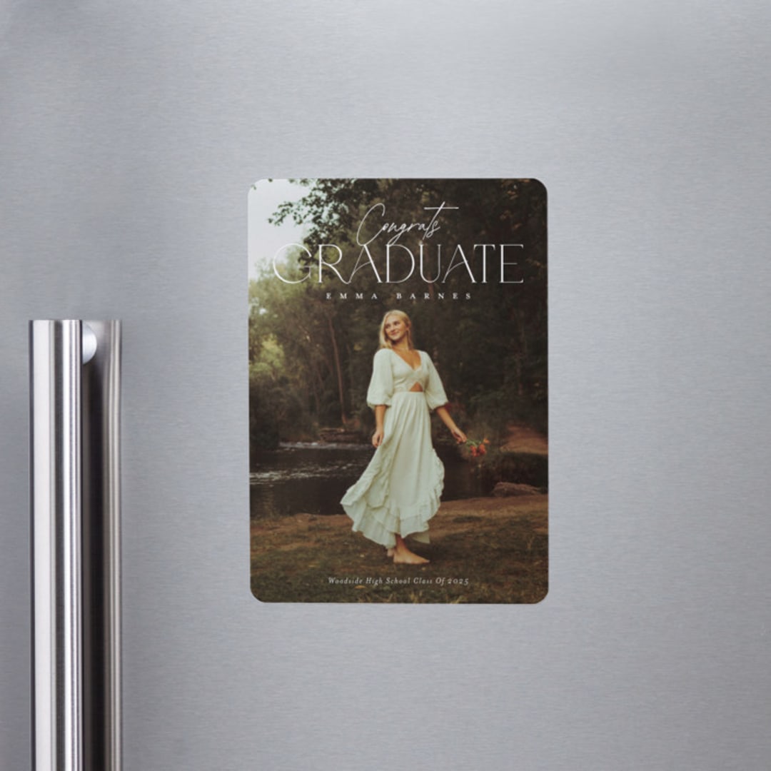 "fortified" - Graduation Announcements in Snow by Sarah Curry - Magnet Front