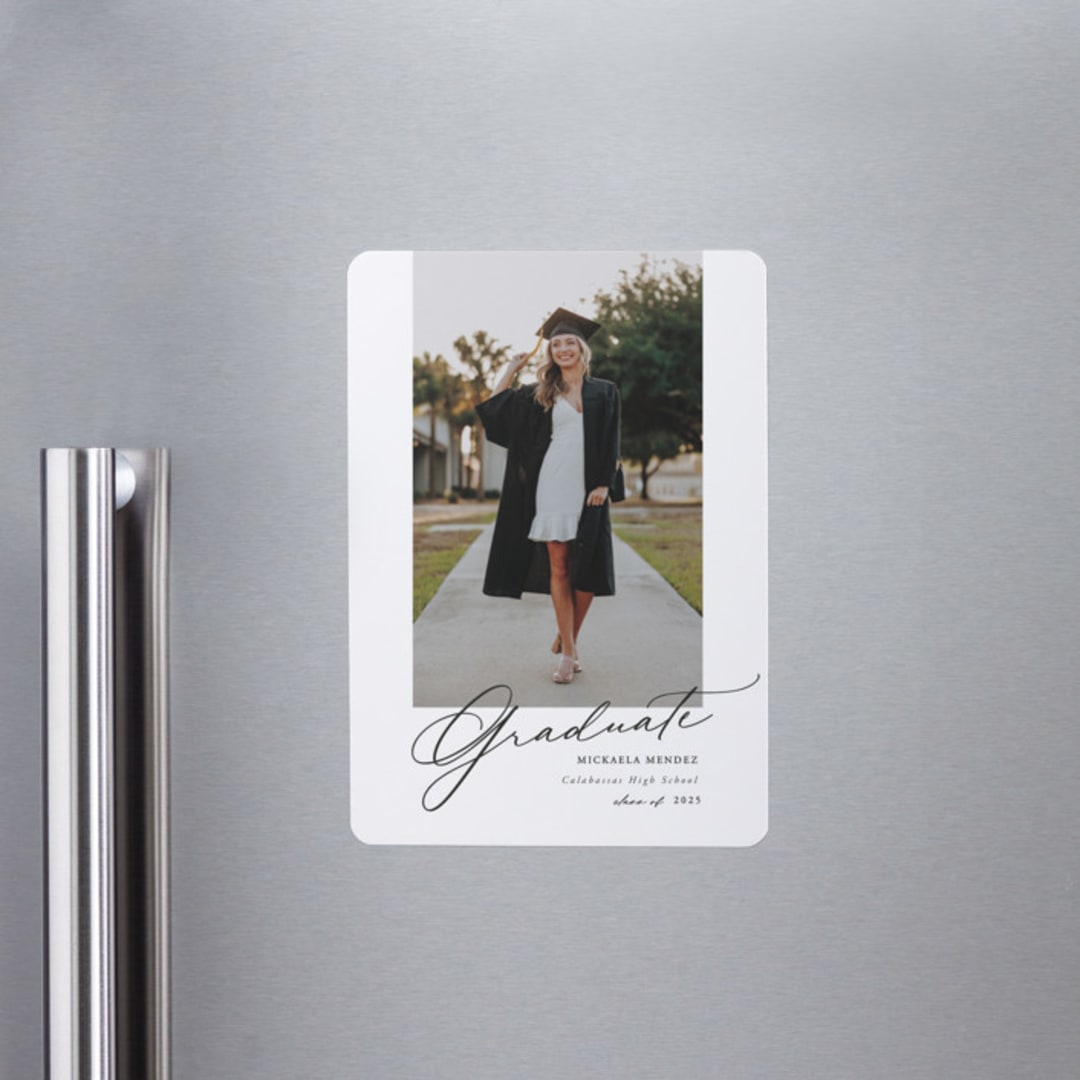 "Minimal Script" - Graduation Announcements in Obsidian by Kamala Nahas - Magnet Front