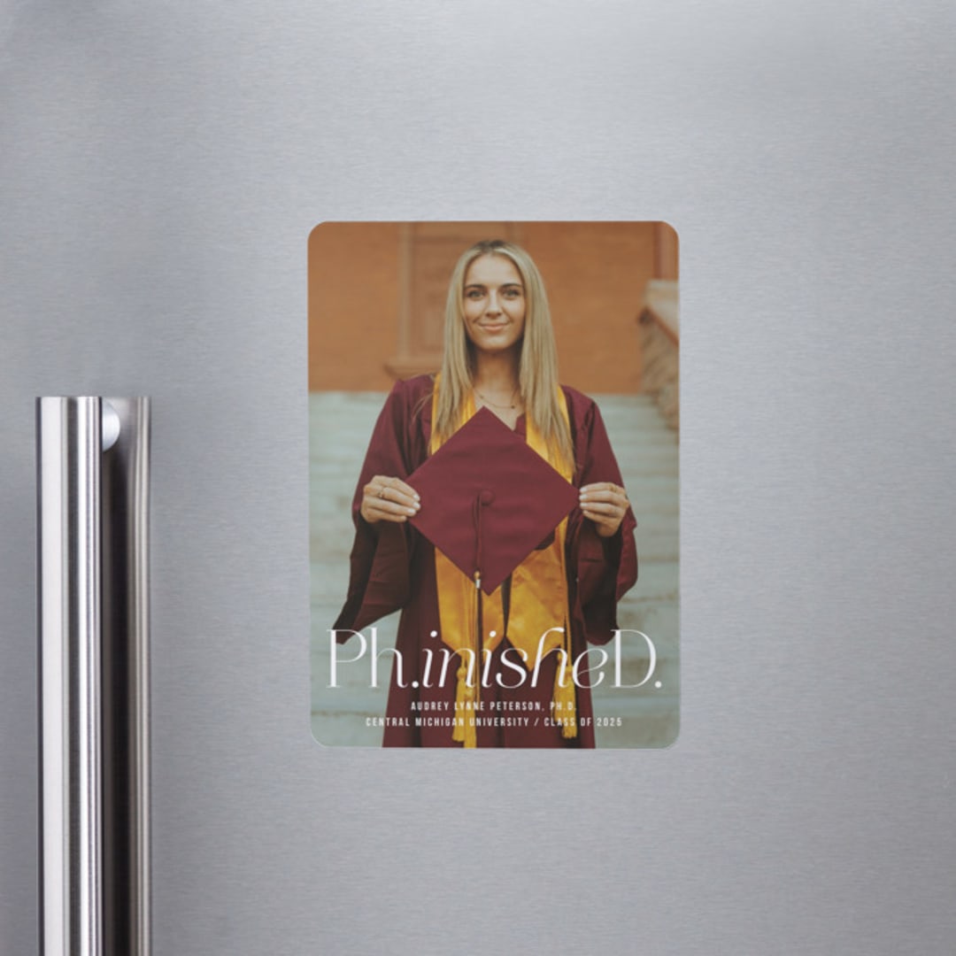 "Ph.inisheD." - Graduation Announcements in Cloud by Heather Schertzer - Magnet Front