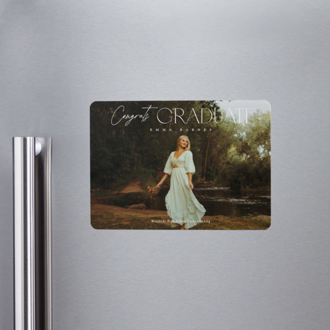 "fortified" - Graduation Announcements in Snow by Sarah Curry - Magnet Front