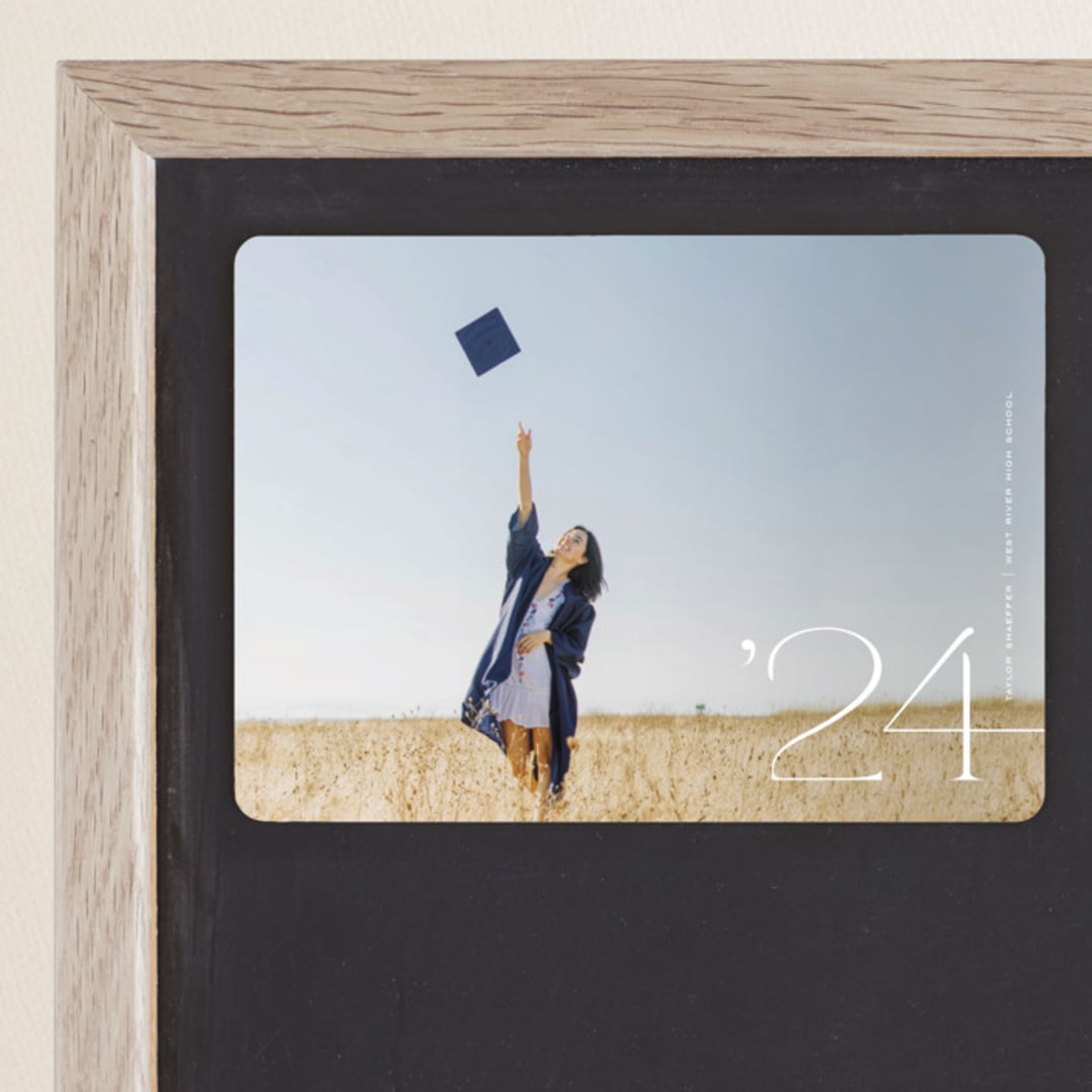 "Corner Year" - Graduation Announcements in Snow by Jackie Crawford - Magnet Front