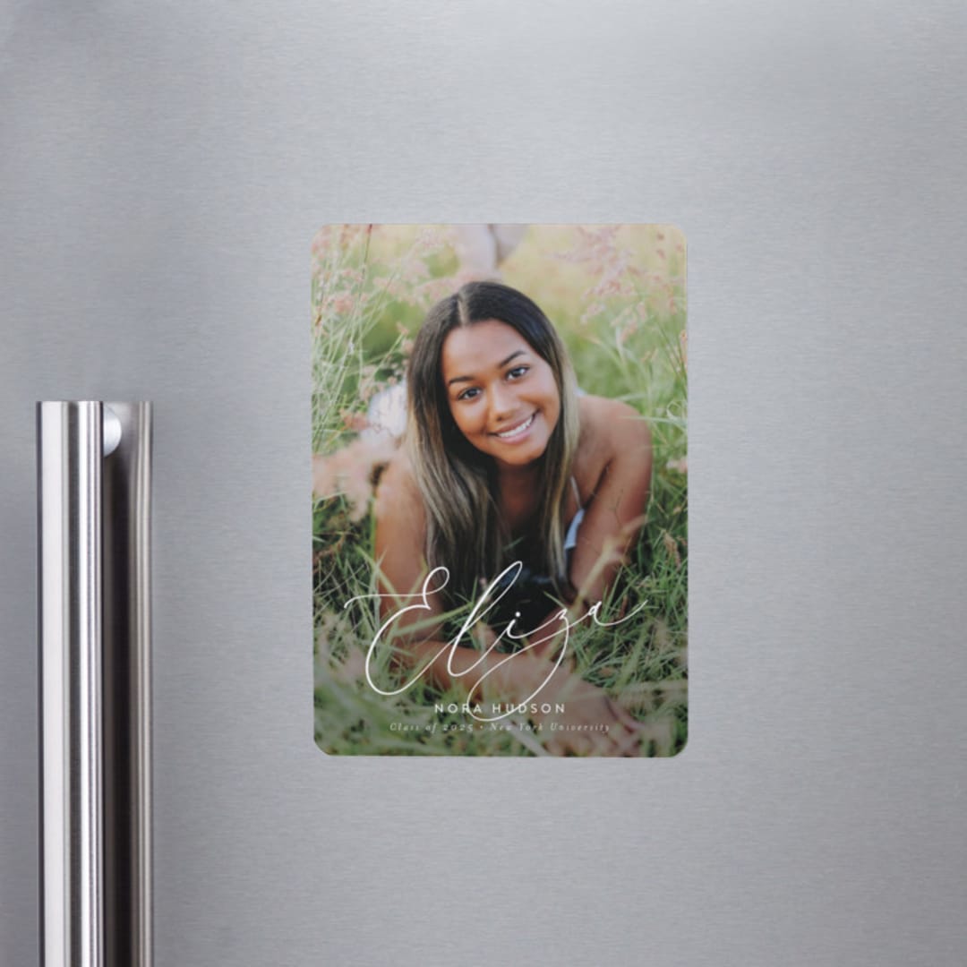 "Grand Name" - Graduation Announcements in Snow by Nicoletta Savod - Magnet Front