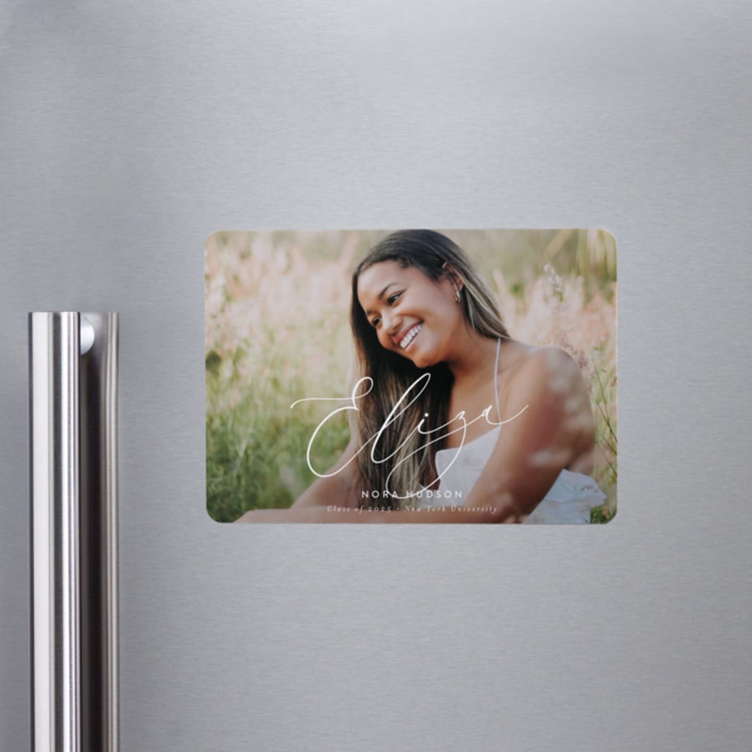 "Grand Name" - Graduation Announcements in Snow by Nicoletta Savod - Magnet Front