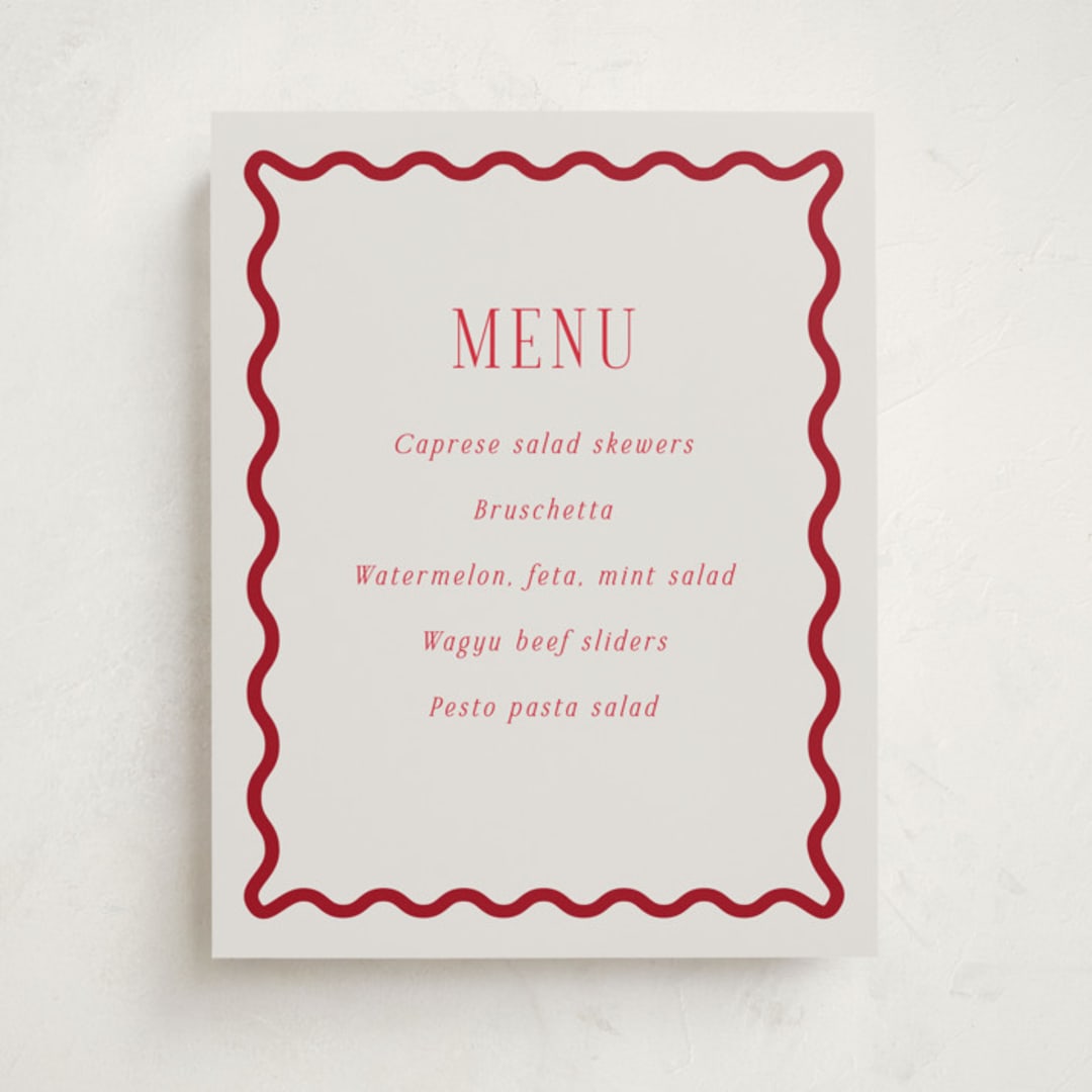 "Fun Border Frame" - Graduation Menu Signs in Ruby by Jackie Crawford - Front