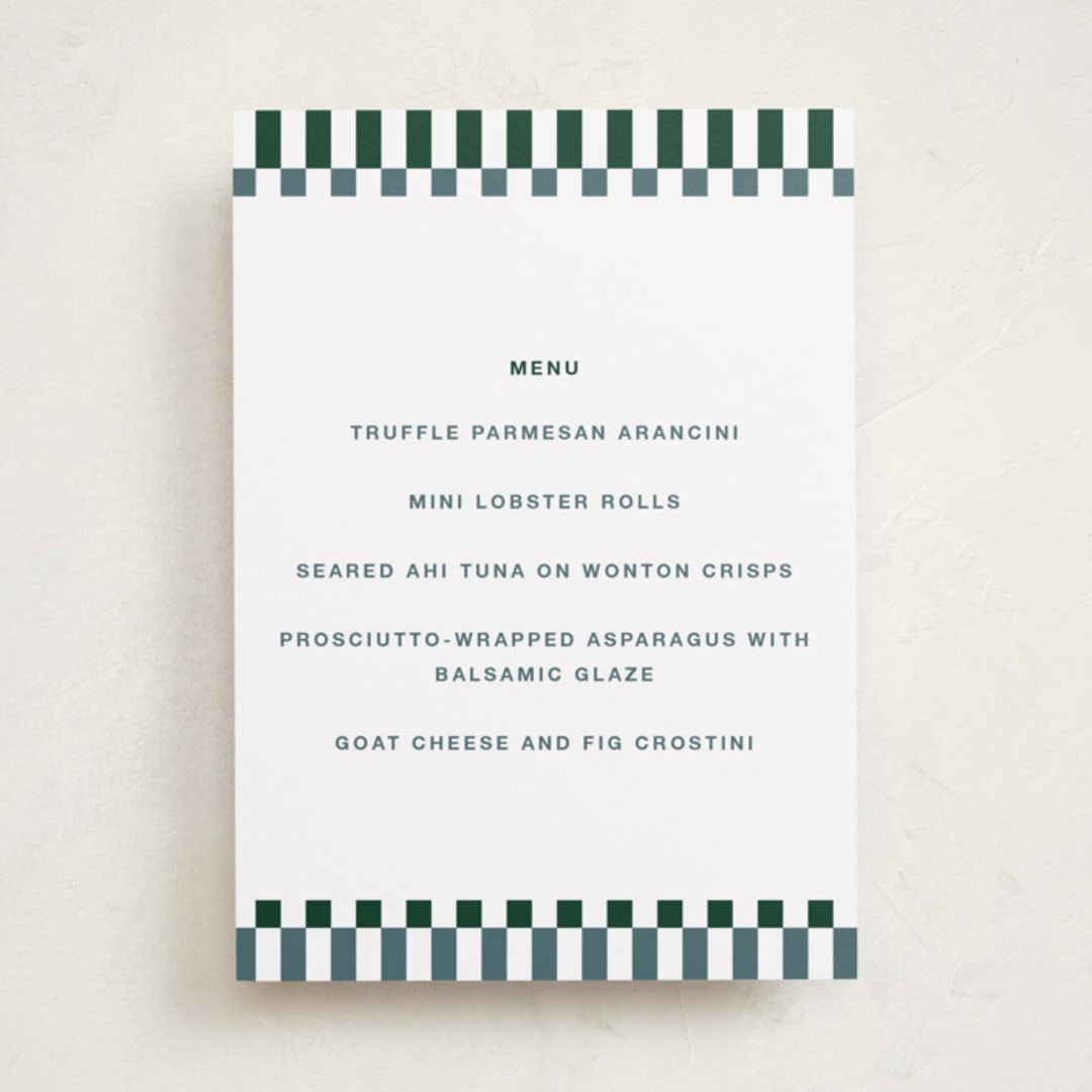 "Checked Out" - Graduation Menu Signs in Pine by Rachel Cassel - Front