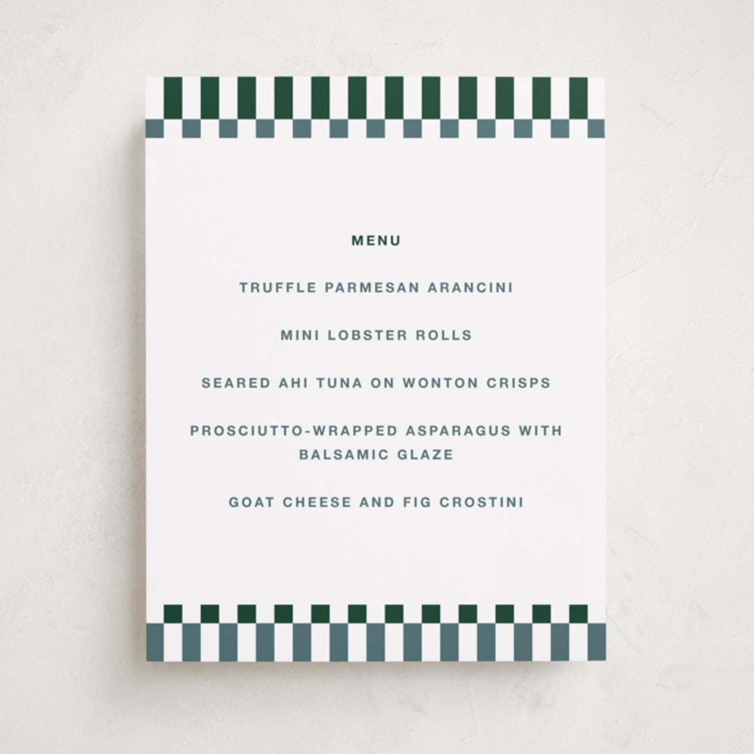 "Checked Out" - Graduation Menu Signs in Pine by Rachel Cassel - Front