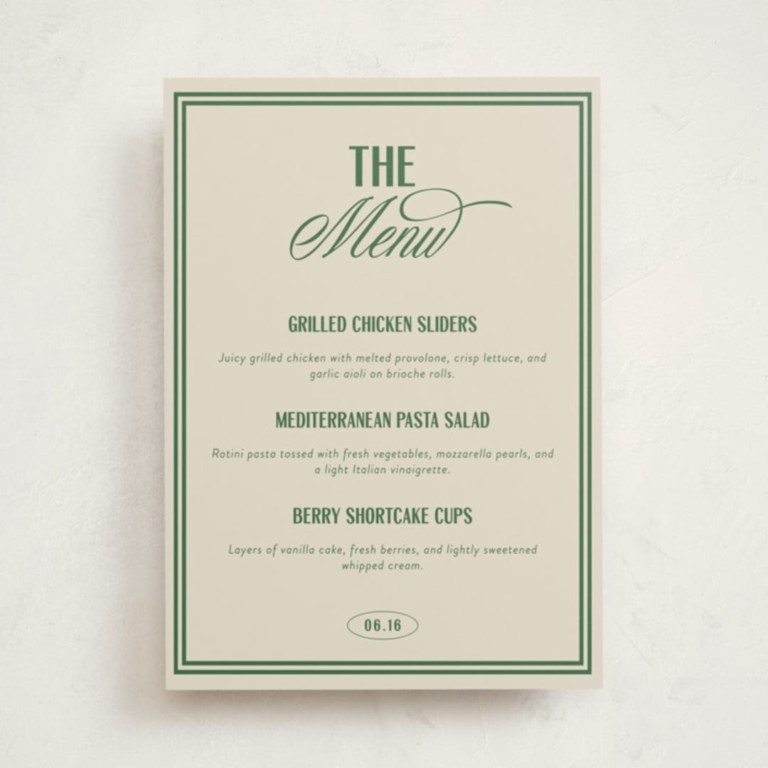 "The Headliner" - Graduation Menu Signs in Turf by Erin L. Wilson - Front