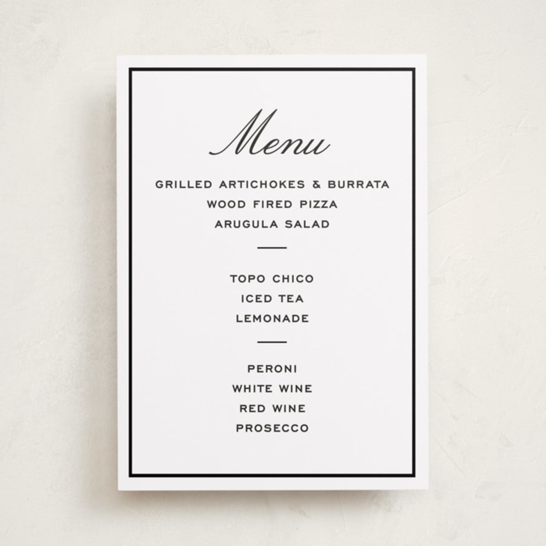 "Cecilie" - Graduation Menu Signs in Ink by Megan Davis - Front