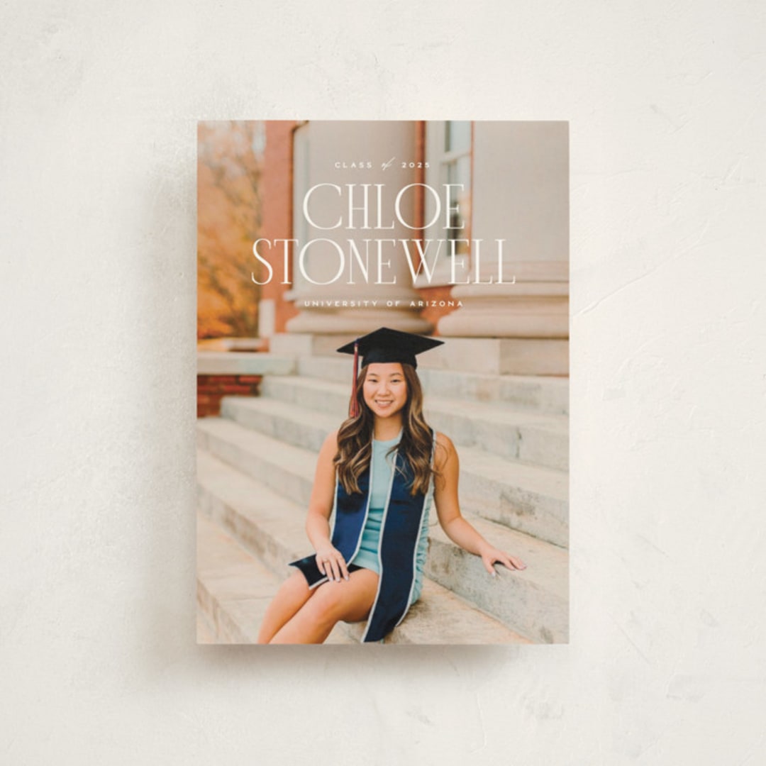"Modern Serif" - Graduation Announcements in Snow by Ellen Schlegelmilch - Front