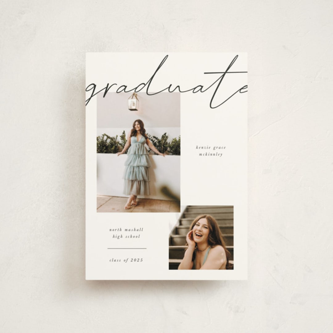 "Simple + Script" - Graduation Announcements in Chalkboard by Kelly Watkins - Front