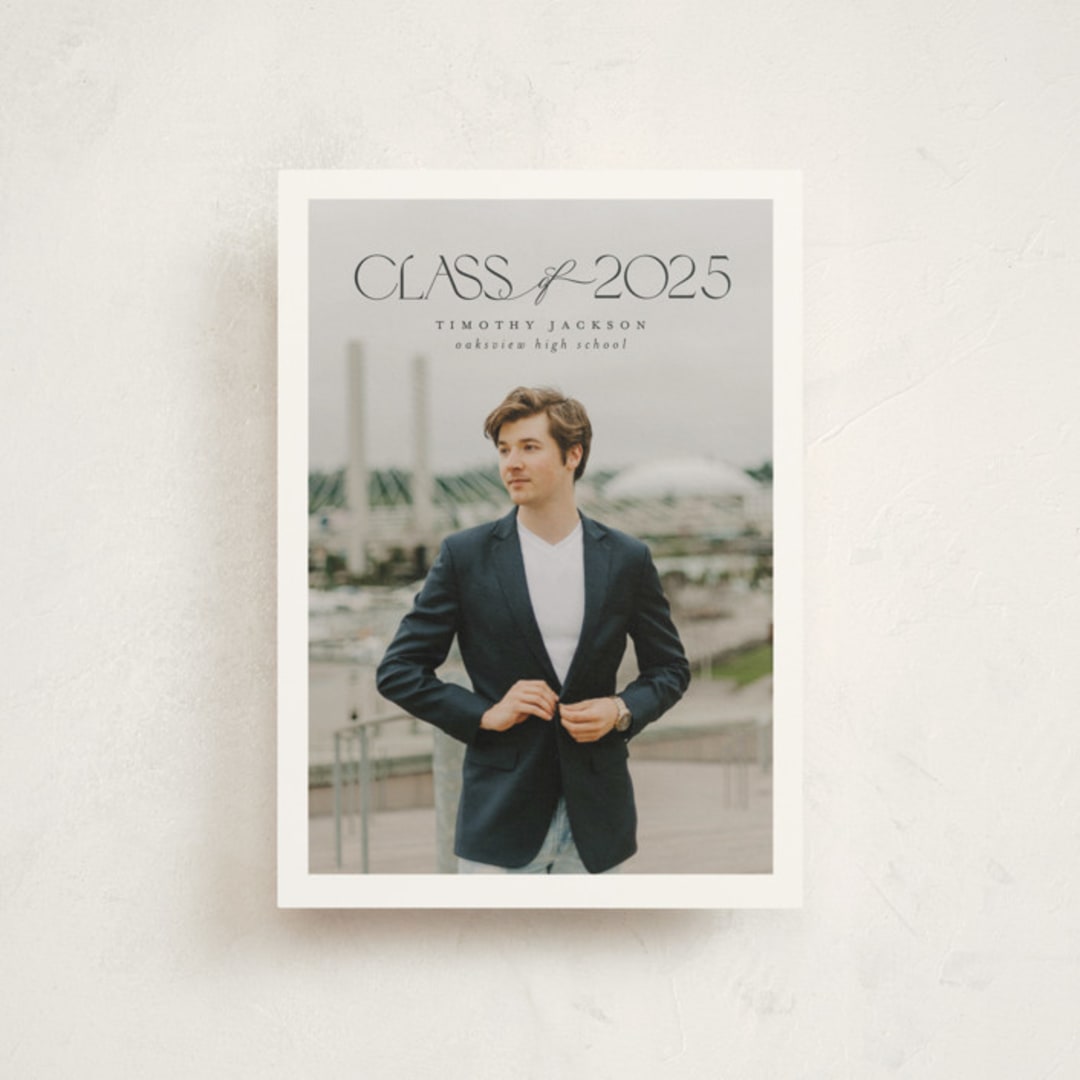 "Class" - Graduation Announcements in Charcoal by Nicole Walsh - Front