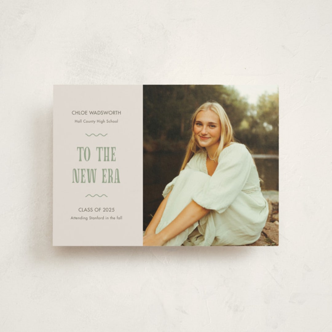 "New Era" - Graduation Announcements in Sea glass by Cindy Reynolds - Front