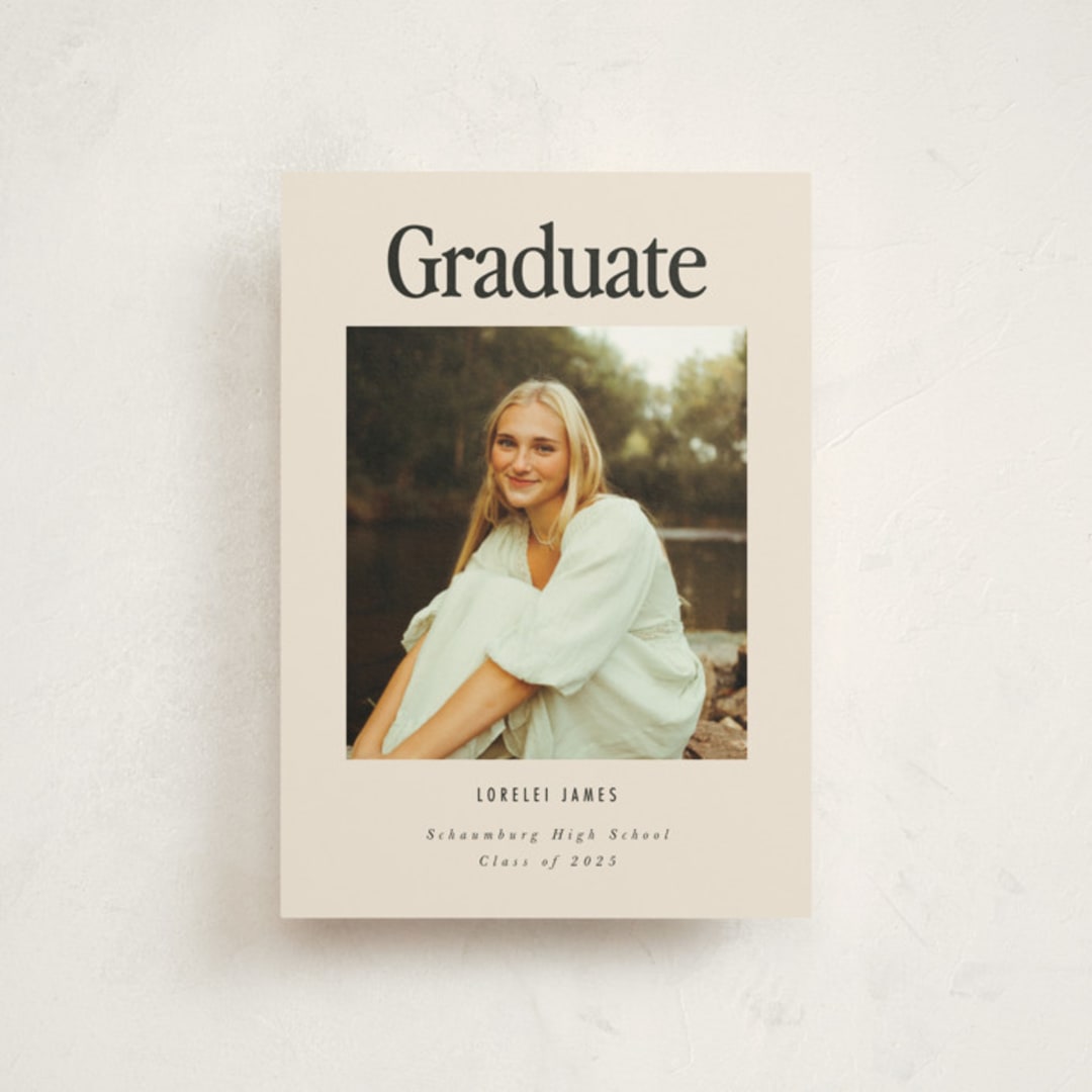 "Persistence" - Graduation Announcements in Cream by Nazia Hyder - Front