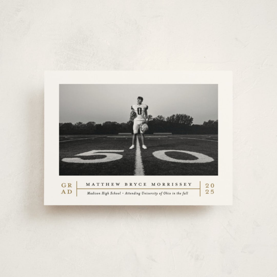 "Modern Grid" - Graduation Announcements in Golden by Erica Krystek - Front