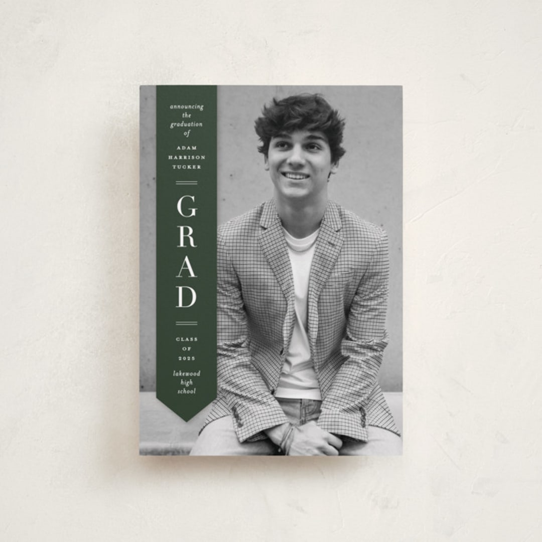 "Classic Sash" - Graduation Announcements in Pine by Lauren Chism - Front