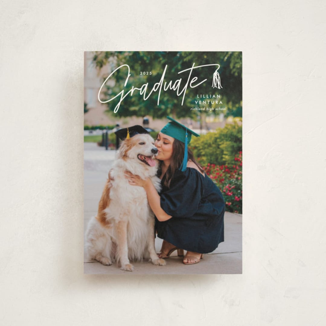 "Tassled T" - Graduation Announcements in Snow by Lauren Chism - Front