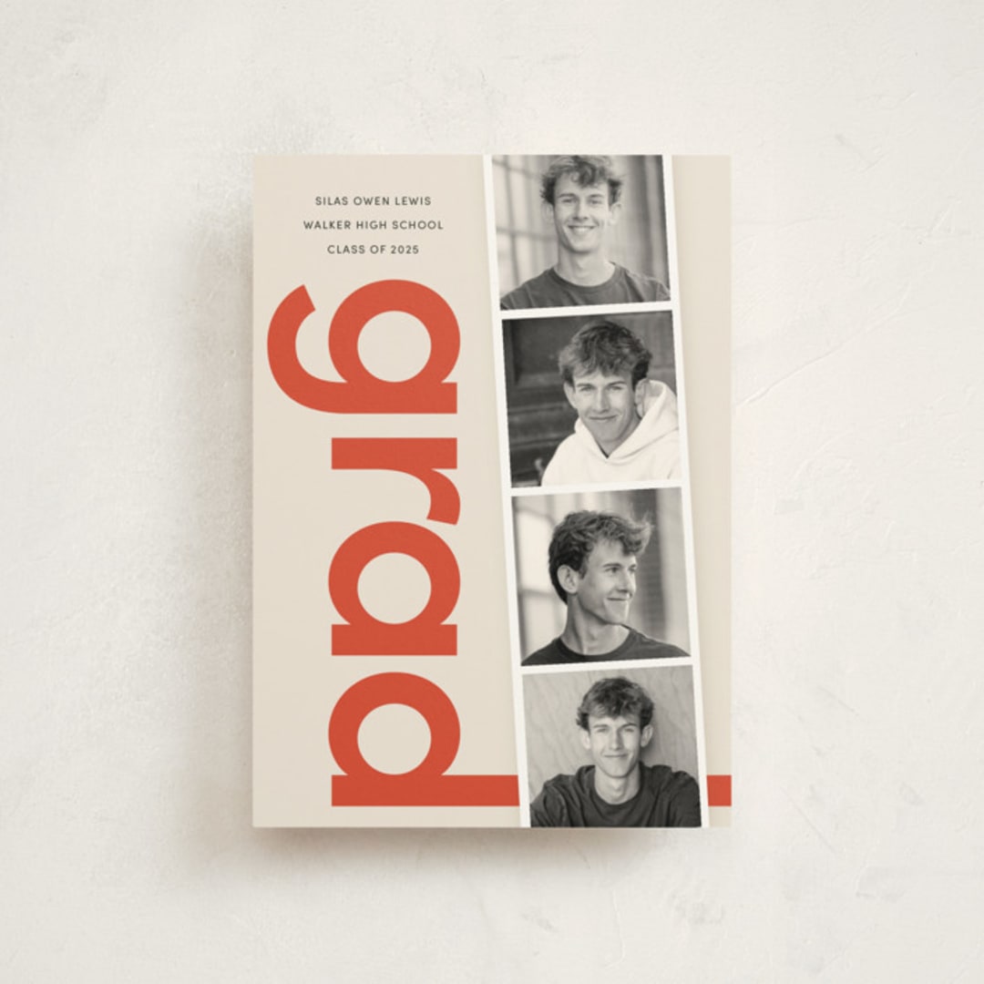 "Film Strip" - Graduation Announcements in Tomato by Morgan Kendall - Front