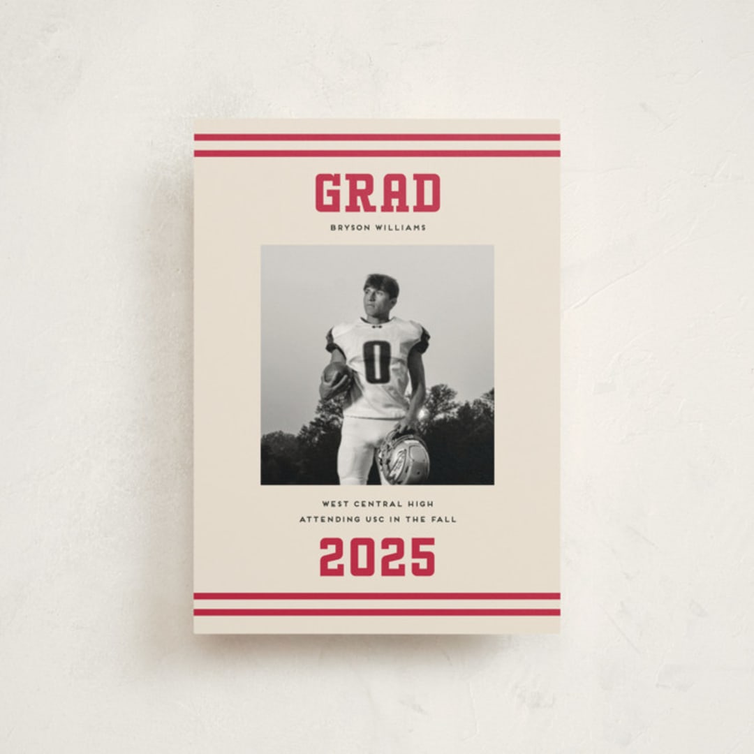 "Team Grad" - Graduation Announcements in Cherry by Louise Kay - Front