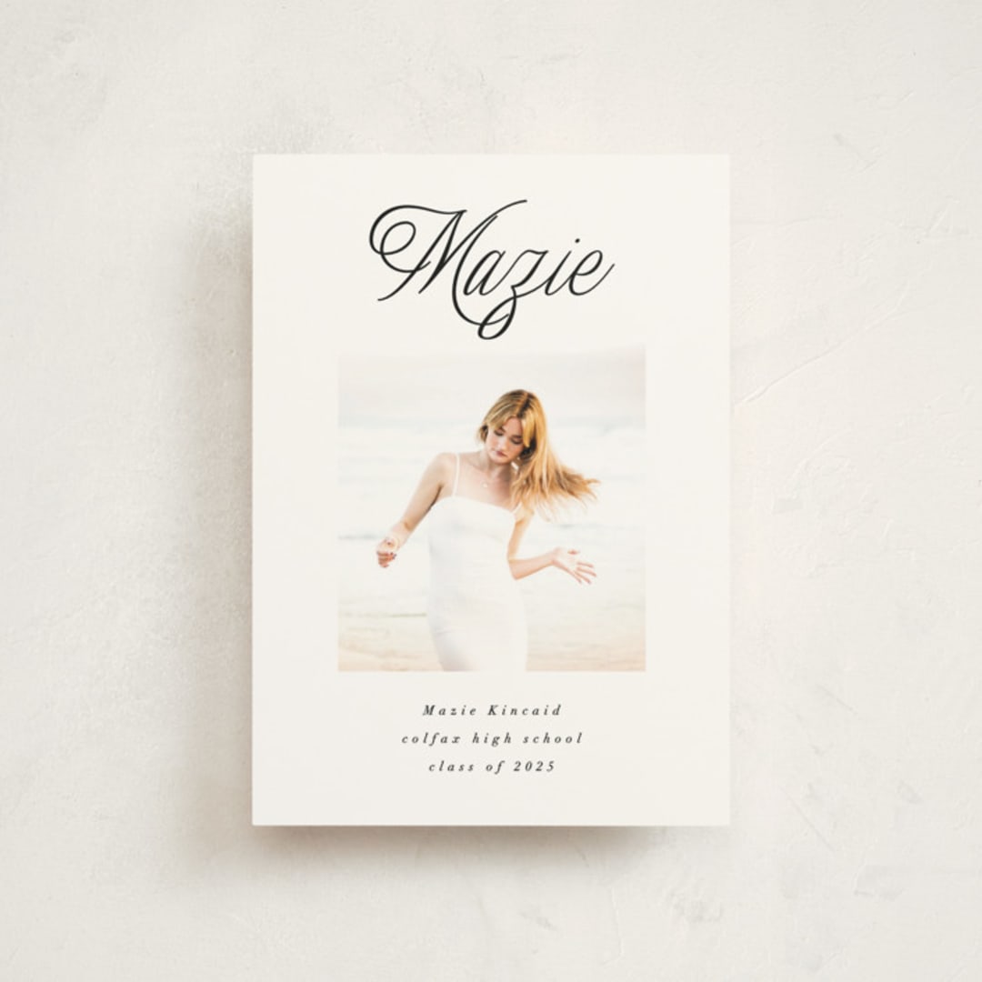 "Minimal Flourish" - Graduation Announcements in Noir by AK Graphics - Front