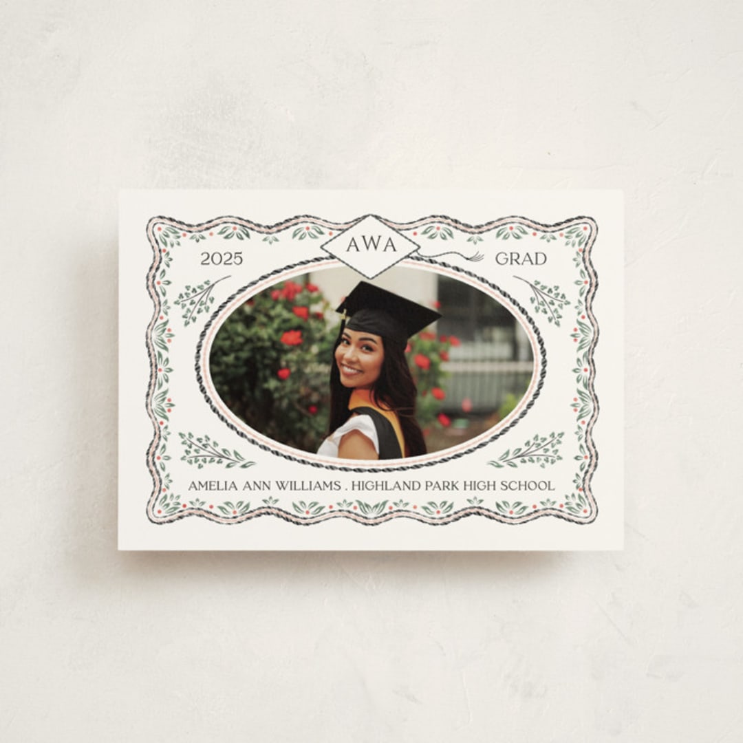 "Ivy Grad" - Graduation Announcements in Linen by Paper Sun Studio - Front