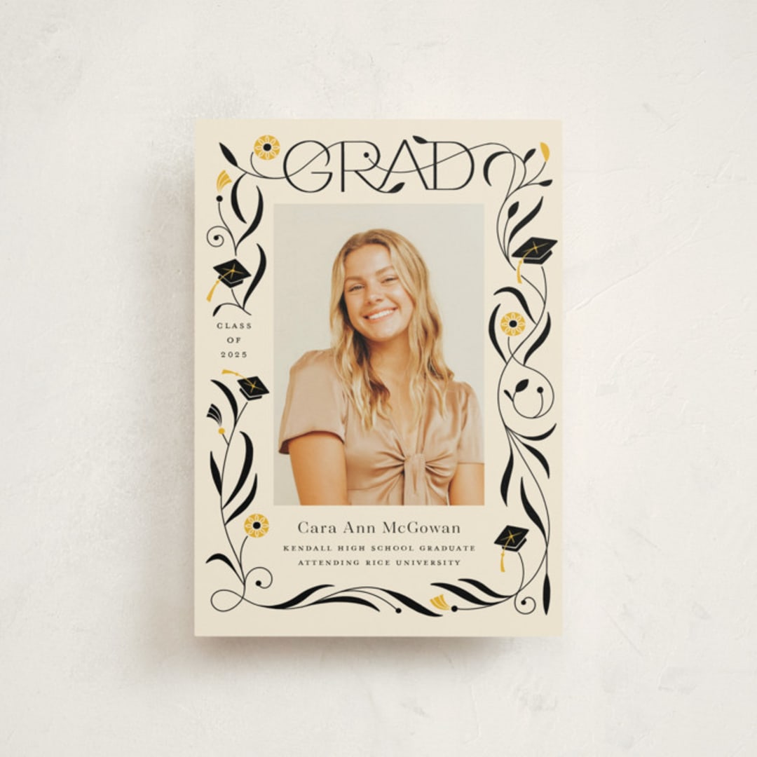 "Grad Florals" - Graduation Announcements in Cream by Morgan Ramberg - Front