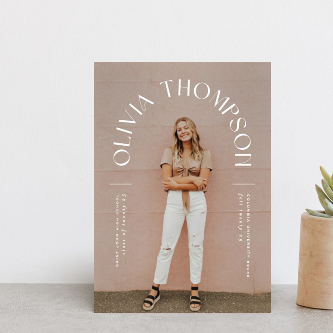 "Arched Name" - Graduation Announcements in Opal by Ana Sharpe - Front