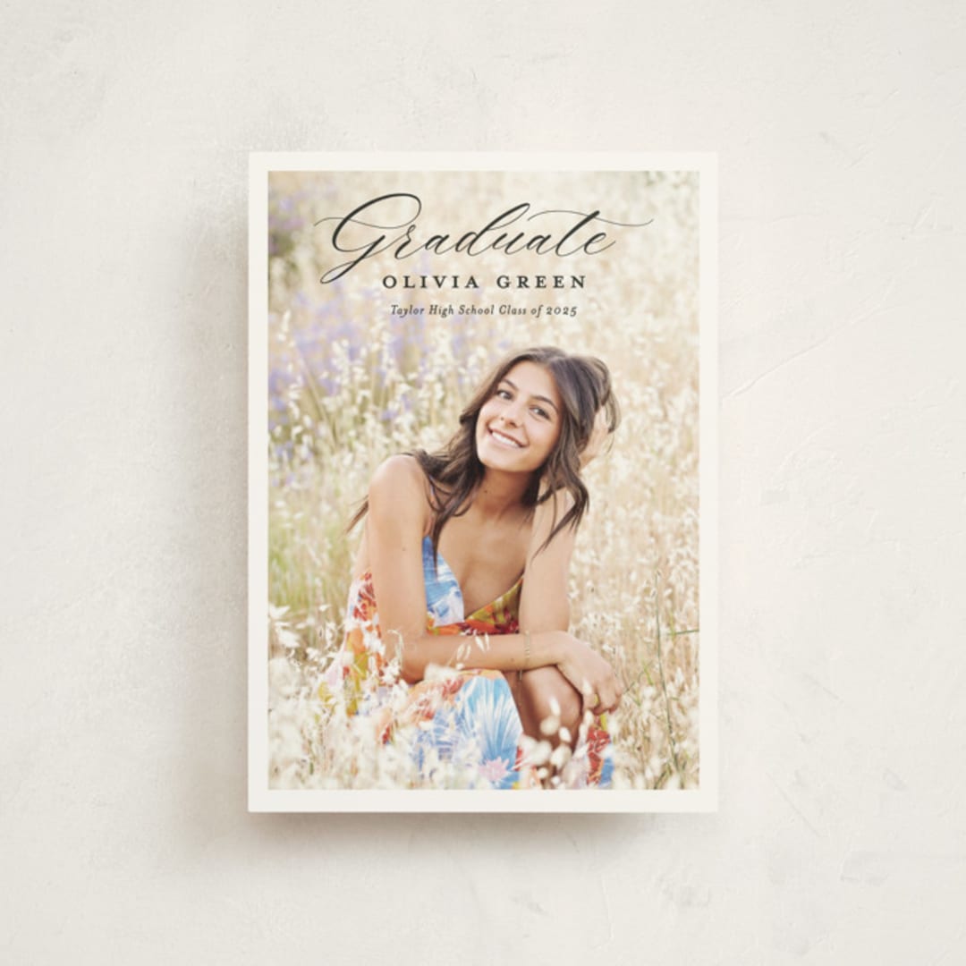 "portrait script" - Graduation Announcements in Onyx by Sarah Curry - Front