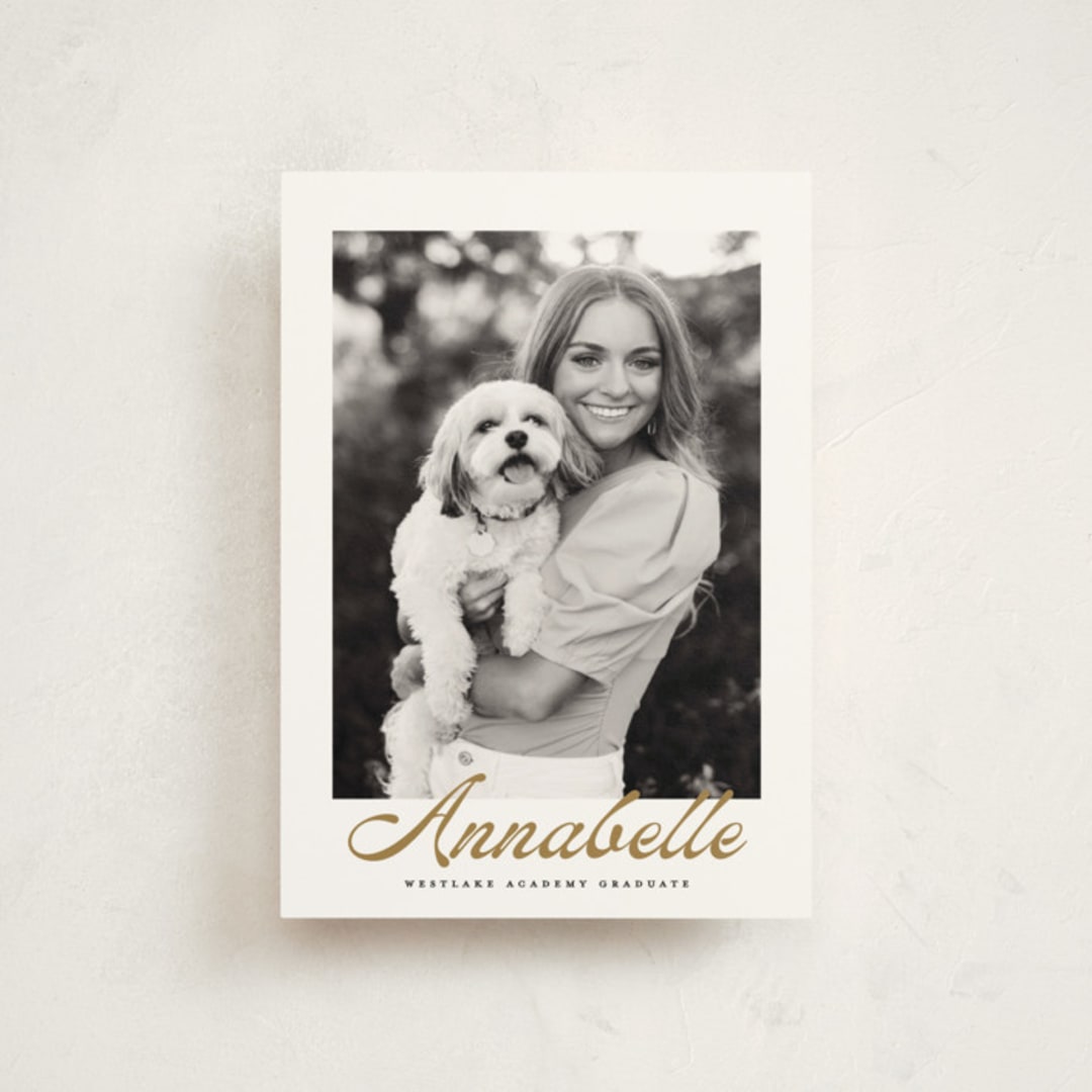 "vintage script" - Graduation Announcements in Golden by Maja Cunningham - Front