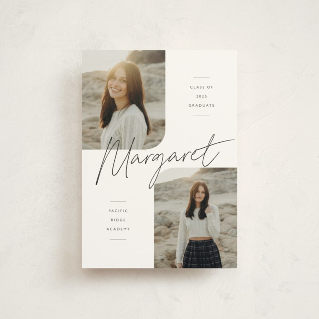 "Rounded Double" - Graduation Announcements in Cotton by Carolyn MacLaren - Front