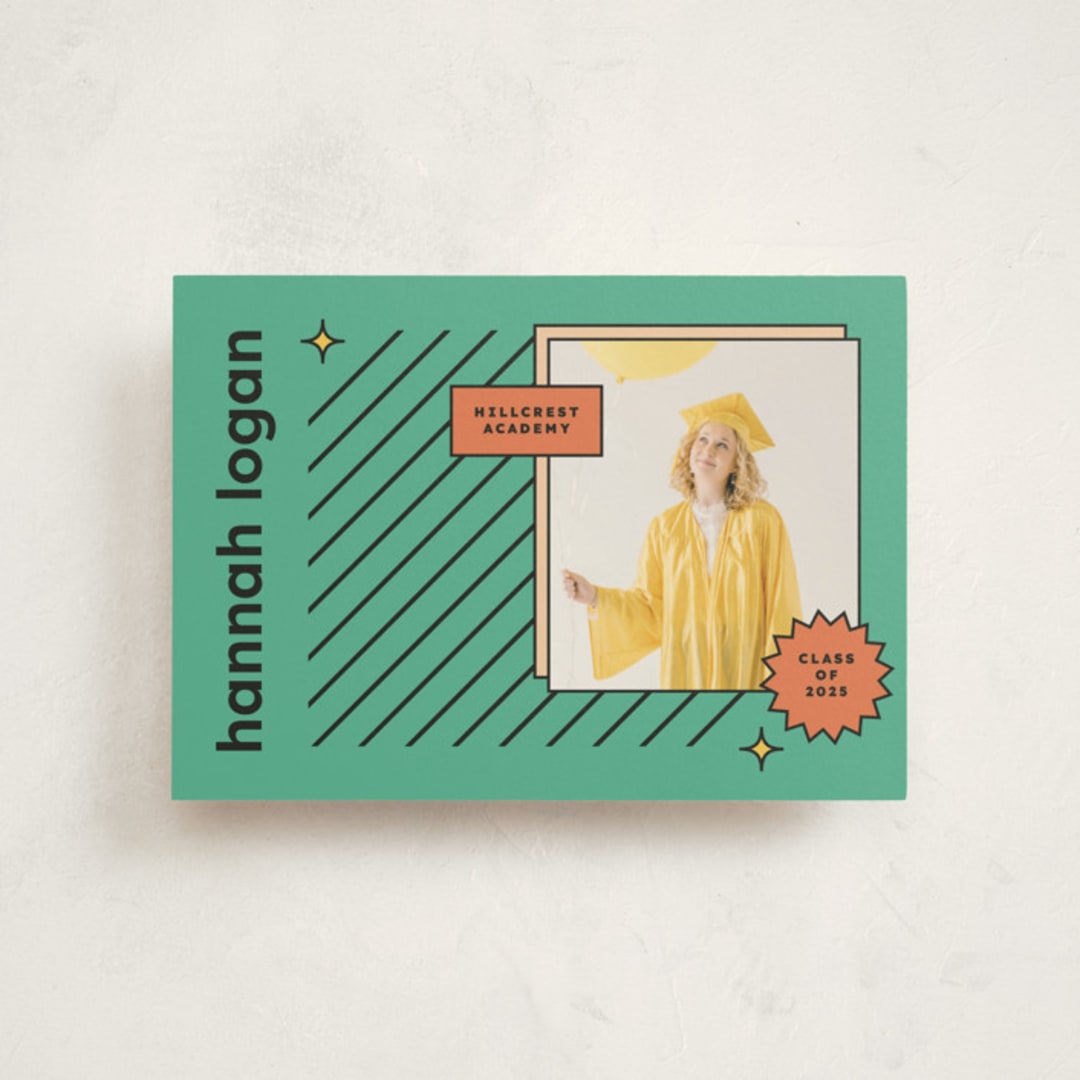 "Fun Grad" - Graduation Announcements in Mint by Chryssi Tsoupanarias - Front