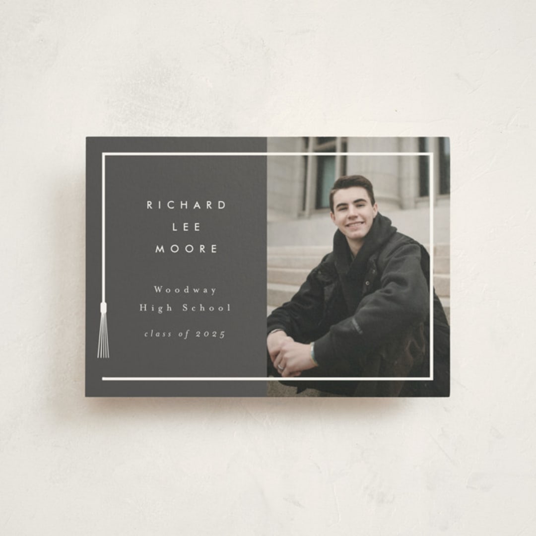 "Tassel Framed" - Graduation Announcements in Charcoal by AK Graphics - Front