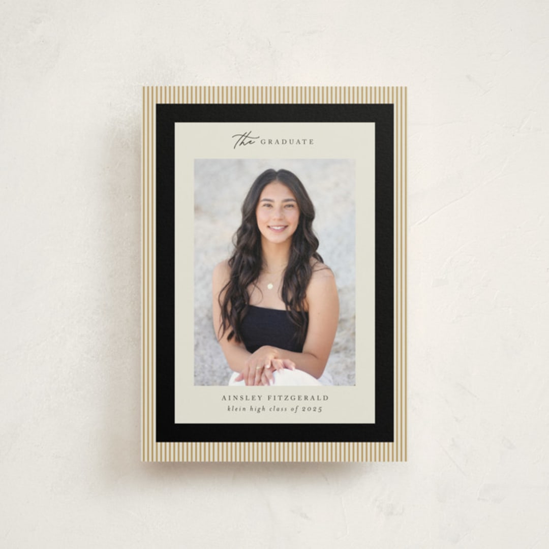 "Modern striped frame" - Graduation Announcements in Noir by Jackie Crawford - Front