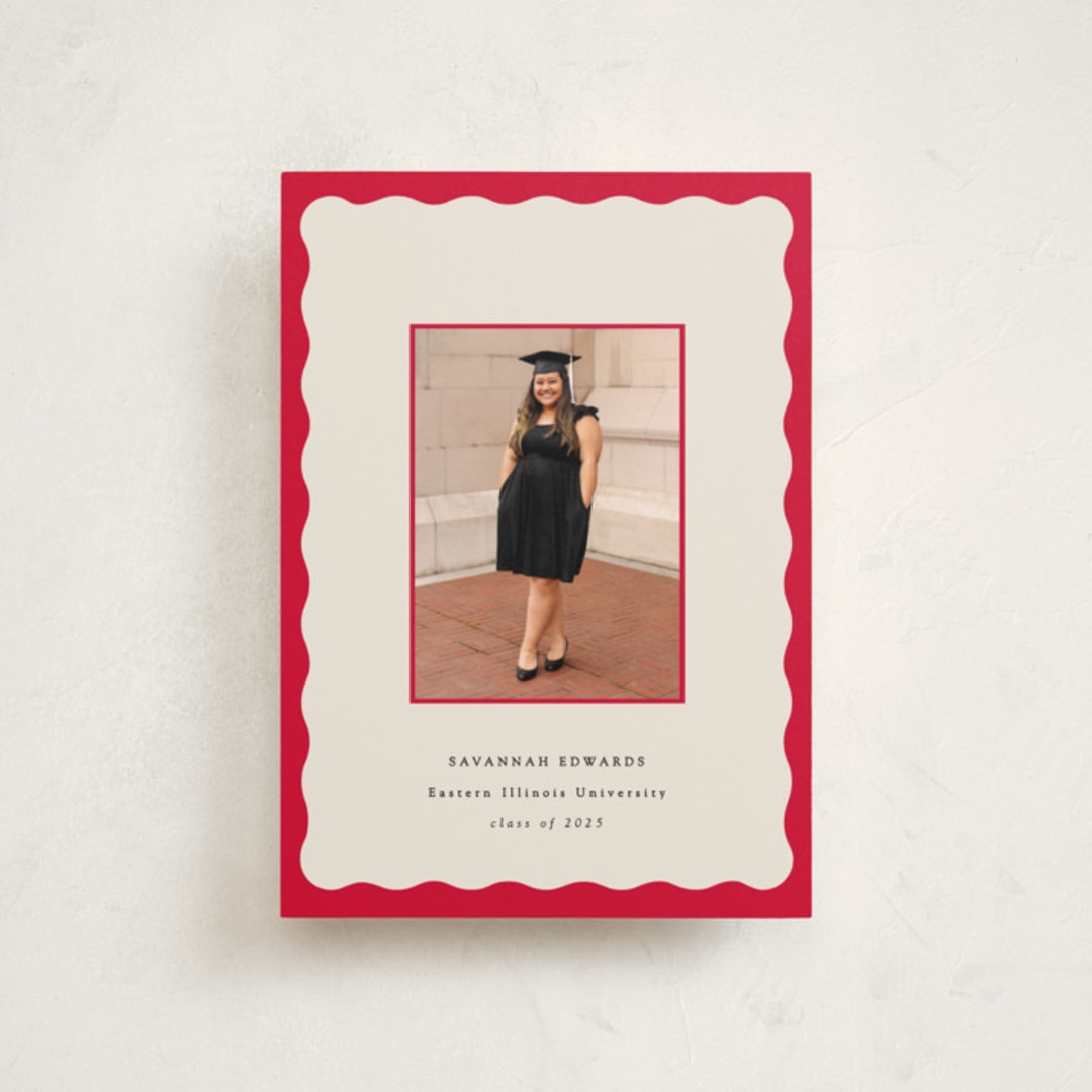 "Decorative Frame" - Graduation Announcements in Crimson by Baumbirdy - Front
