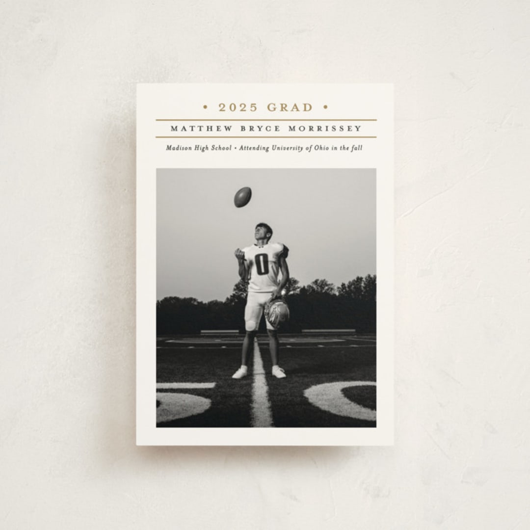 "Modern Grid" - Graduation Announcements in Golden by Erica Krystek - Front