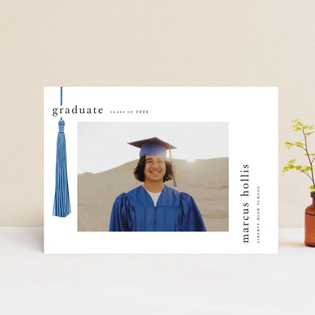 "Tassled" - Graduation Announcements in Cobalt by Ashlee Townsend - Front