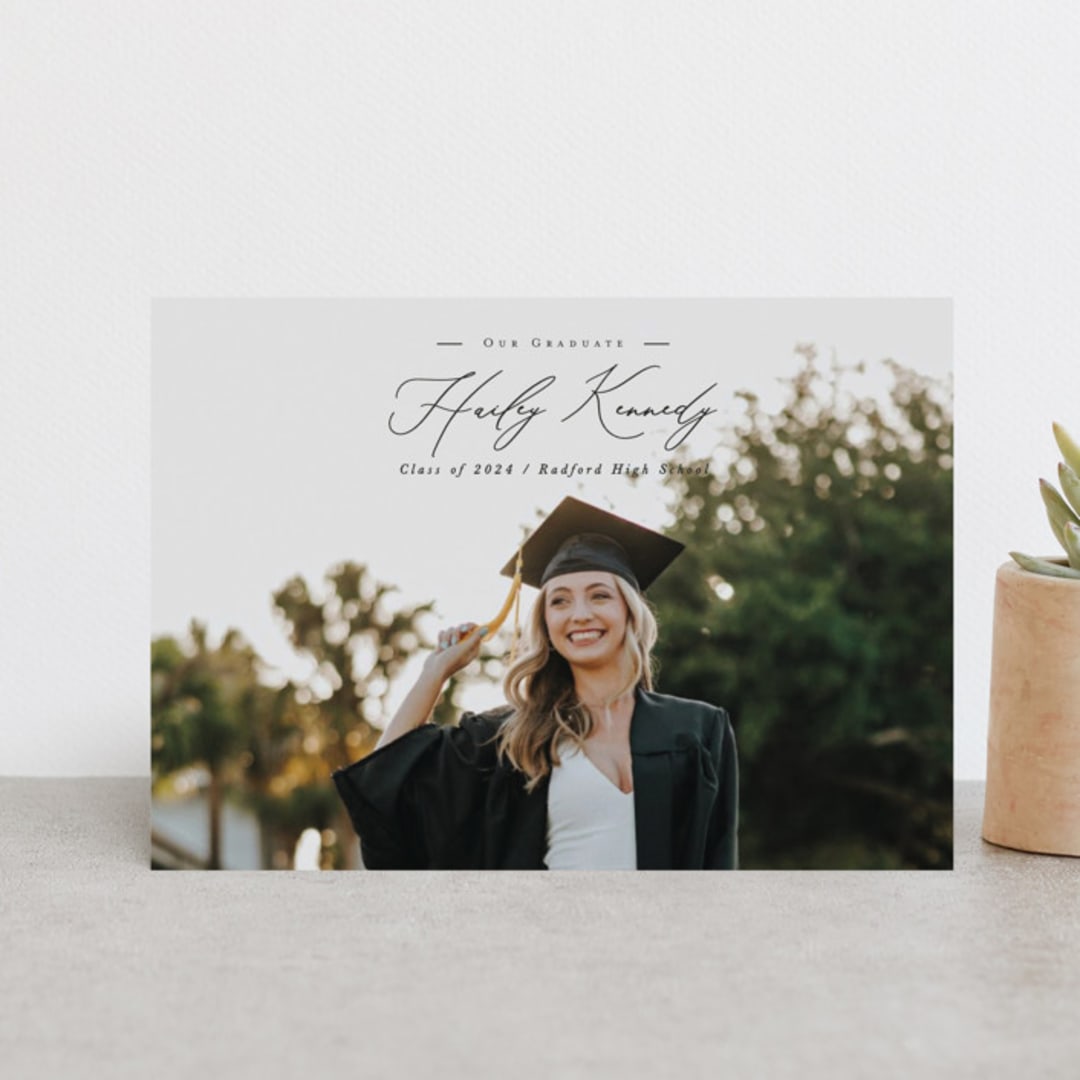 "Timeless Classic" - Graduation Announcements in Noir by Brandy Folse - Front