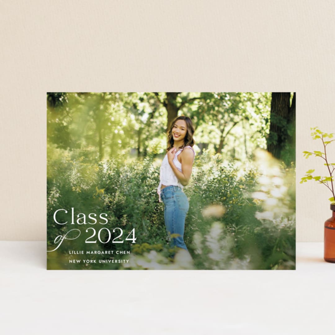 "Classical Grad" - Graduation Announcements in Blanco by Megan Davis - Front
