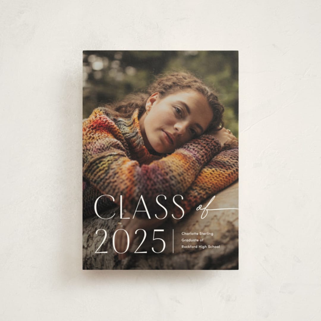 "Contemplate" - Graduation Announcements in Snowberry by Pixel and Hank - Front