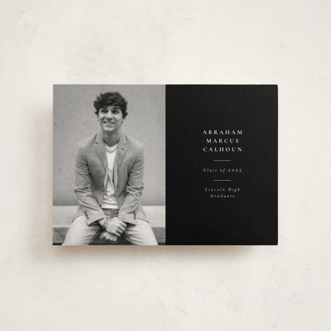 "Distinguished" - Graduation Announcements in Noir by Meggy Masters - Front