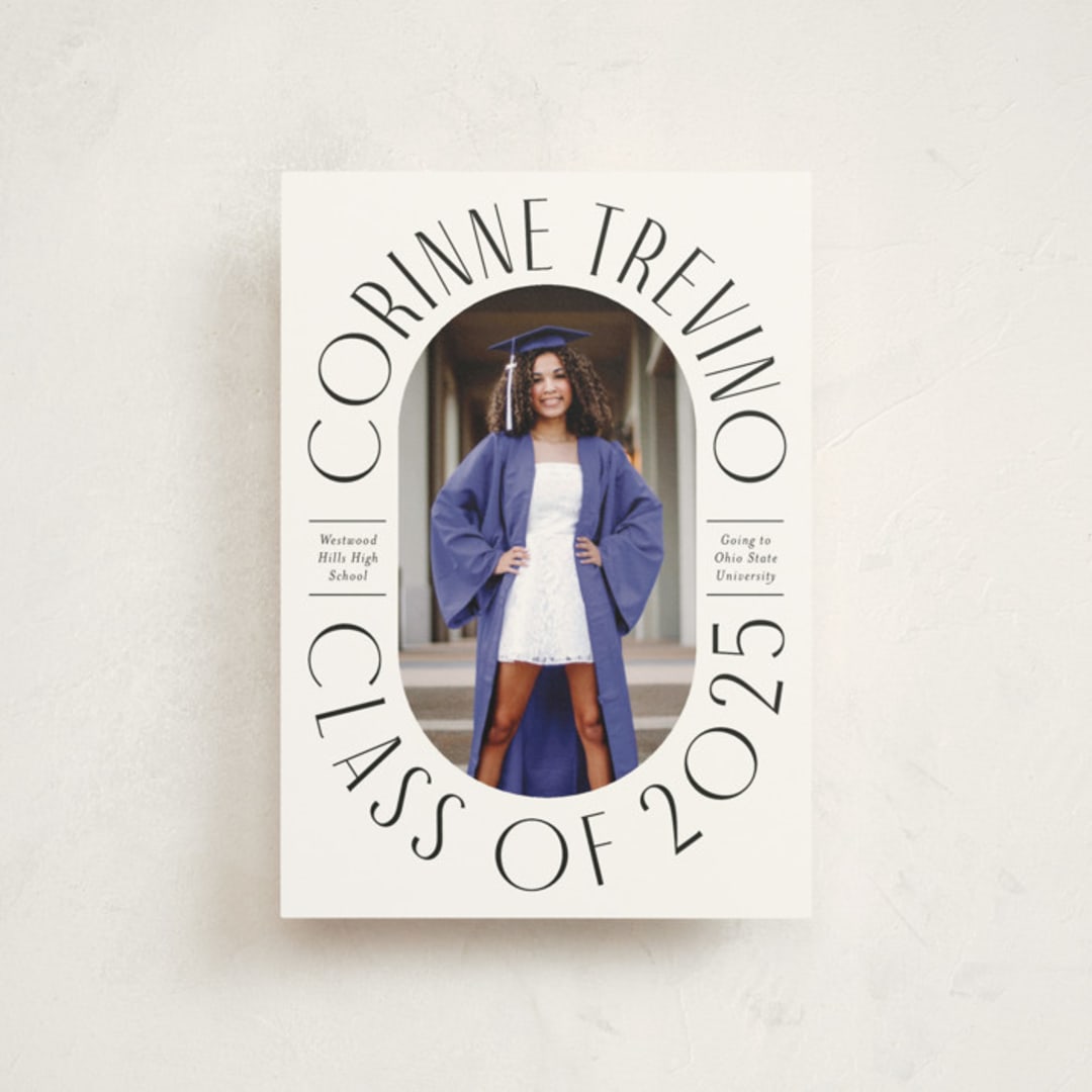 "Well Rounded" - Graduation Announcements in Classic White by Cindy Reynolds - Front