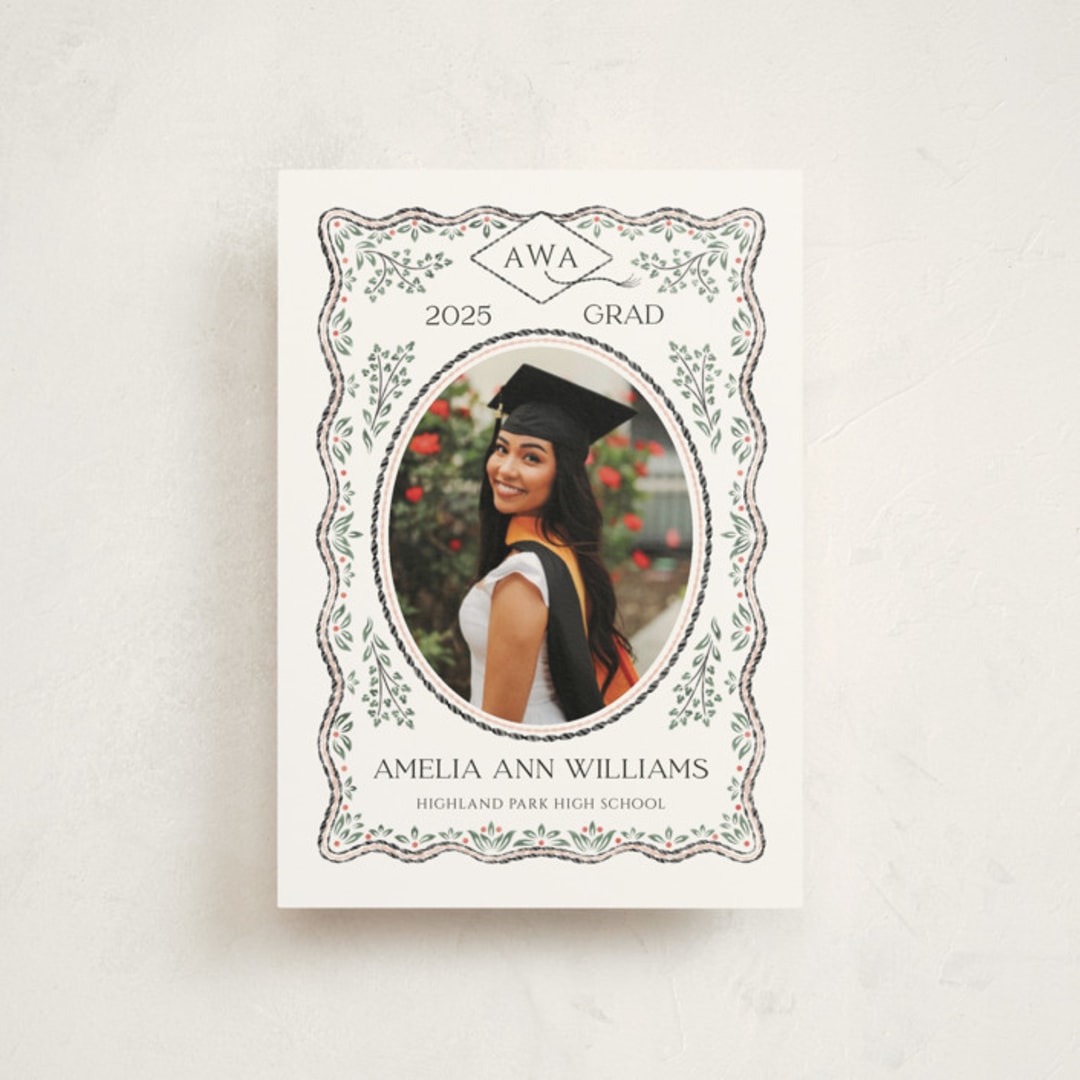 "Ivy Grad" - Graduation Announcements in Linen by Paper Sun Studio - Front
