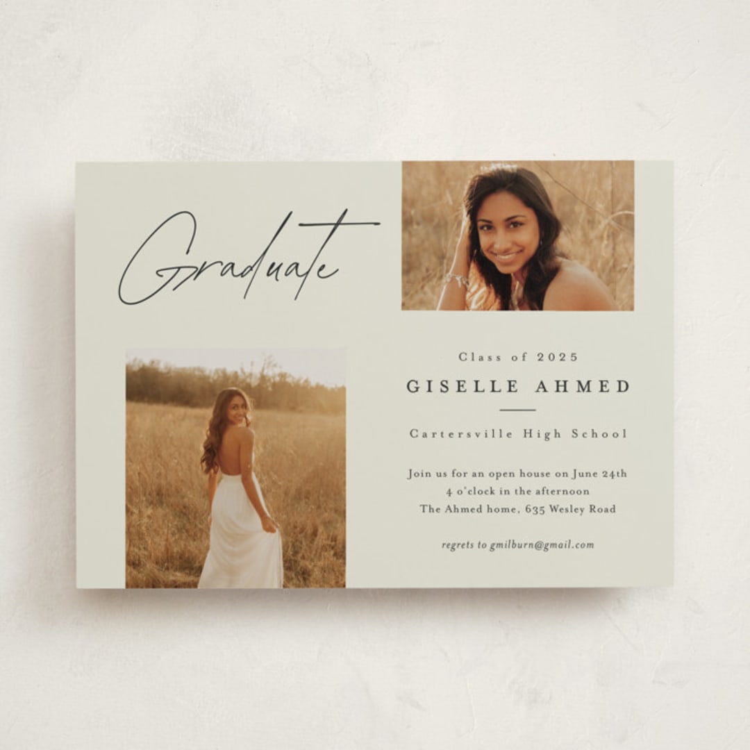 "DUO" - Graduation Party Invitations in Bone by Stacey Meacham - Front