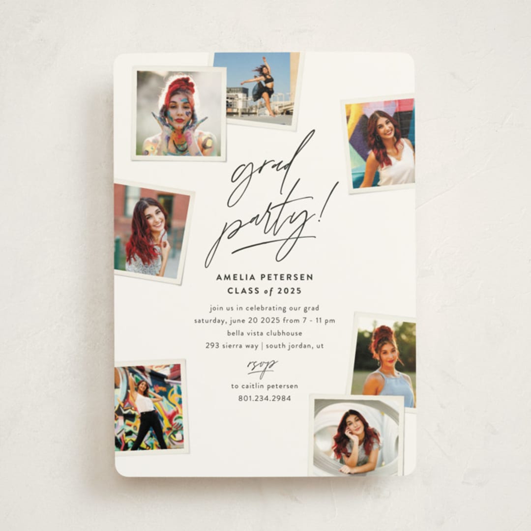 "Polaroid Party" - Graduation Party Invitations in Cotton by Robert and Stella - Front