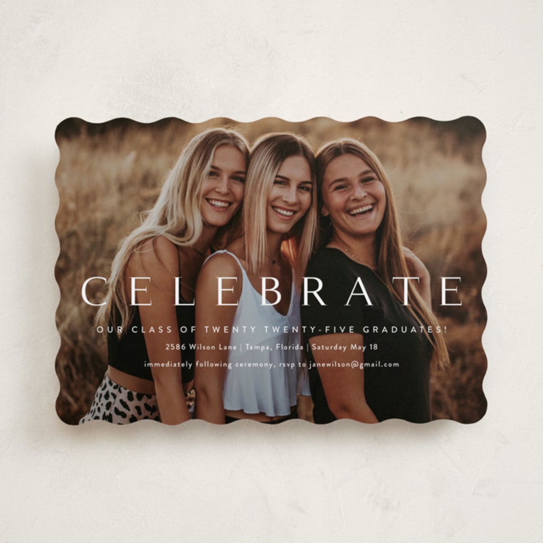 "Celebration" - Graduation Party Invitations in Cotton by Kasia Labocki - Front