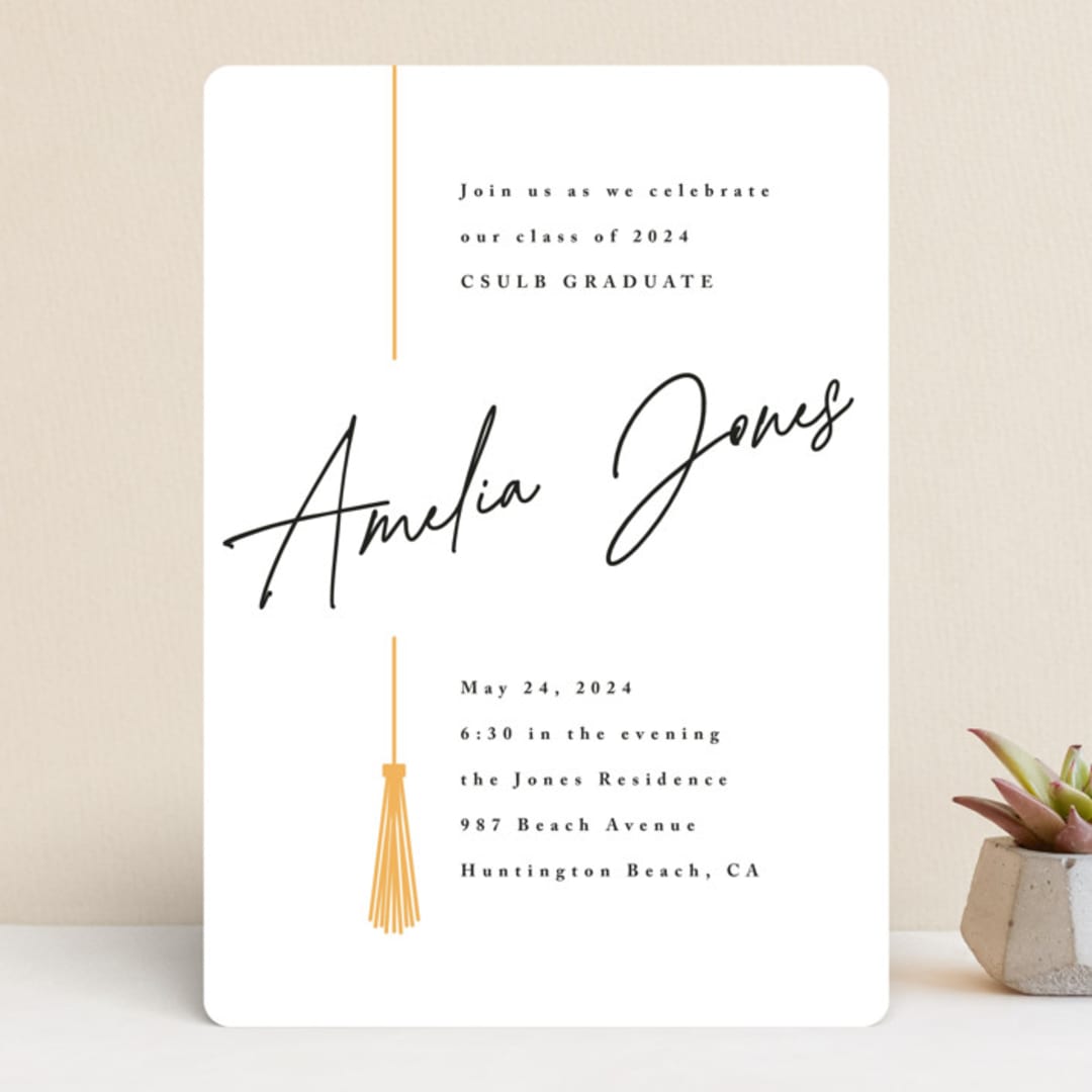 "Written Out" - Graduation Party Invitations in Sunshine by Owl and Toad - Front